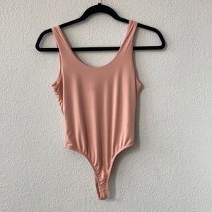 Dotted - Beige Tight Thong Bodysuit- Size Medium